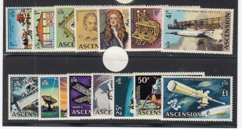 ASCENSION (MM153) # 138-151 VF-MVLH  VARp,£  1971  MAN INTO SPACE STAMPS CV $36