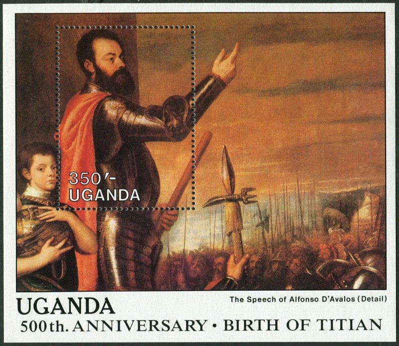 Uganda 635-636,MNH.Michel 615-616 Bl.83-84. Paintings by Titian,1988.