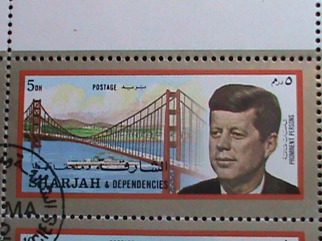 SHARJAH-1972 JOHN F. KENNEDY & THE BEAUTY OF AMERICA CTO MINI SHEET- VERY FINE