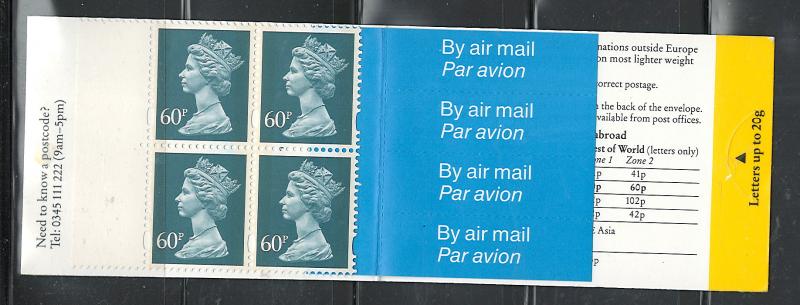 G. BRITAIN1990 INTERNATIONAL-BY AIR MAIL #BK307  CMPLT. Bklt. $8.50