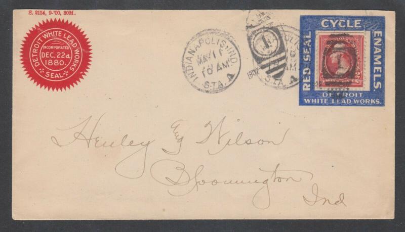 US Sc 252 on 1902 Advertising Cover with Stamp Collar, Detroit White Lead Works