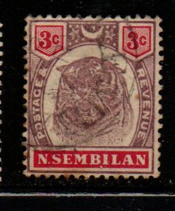 Malaya Negri Sembilan Sc 7 1895 3c lilac & carmine rose Tiger stamp used