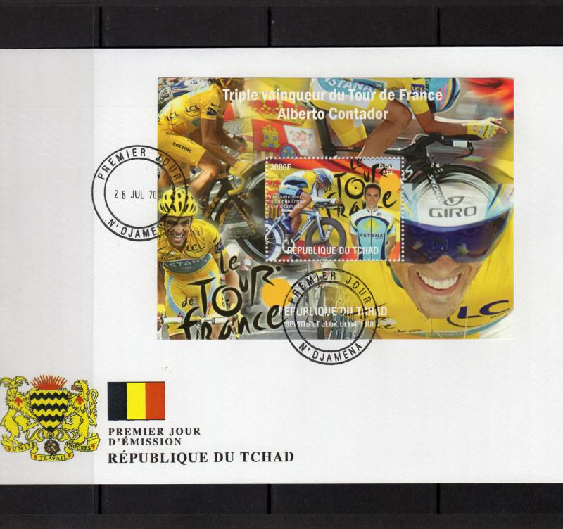 Chad 2010  Alberto Contador Cycling Le Tour de France S/S Perforated (1) FDC