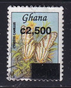 Ghana   #2360A  used  2002  butterflies surch 2500ce on  800ce