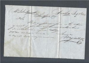 VEGAS - 1851 Stampless 5 Cents Cover -New York to Southport With Contents-FK136
