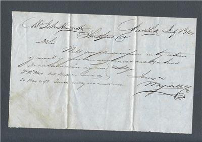VEGAS - 1851 Stampless 5 Cents Cover -New York to Southport With Contents-FK136