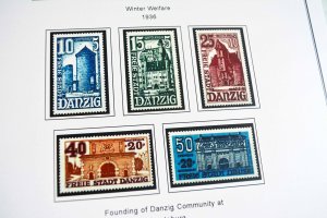 COLOR PRINTED DANZIG / GDANSK 1920-1939 STAMP ALBUM PAGES (45 illustrated pages)