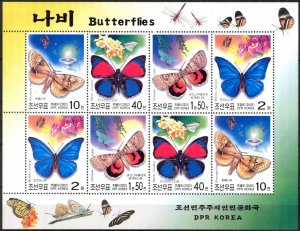 Korea 2002 Butterflies Sheet of 8 MNH