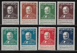 Portugal 595-602 Rowland Hill set  Thins, 599, 601 MNH 2024 Scott c.v. $75.20 NH