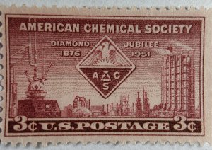 SCOTT #1002 SINGLE THREE CENT AMERICAN CHEMICAL SOCIETY MINT NEVER HINGED