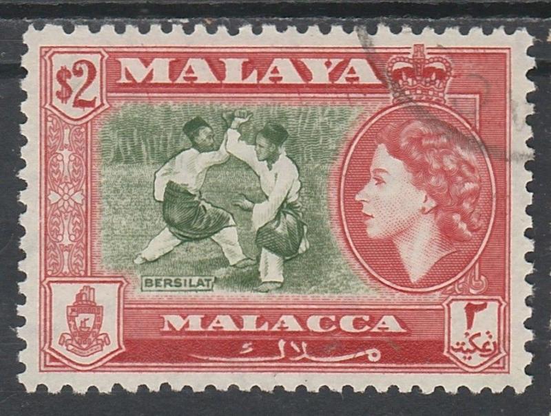 MALACCA 1957 QEII PICTORIAL $2 USED 