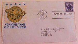 USA FDC  UNLISTED  DISCHARGE 1946 #940