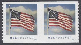 #5052 (49c Forever) U.S. Flag Coil Pair(SSP) 2016 Mint NH