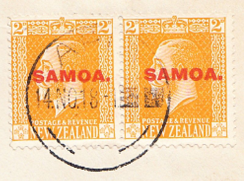 SAMOA registered cover, Apia, 14 Nov.  1918 - backstamped Liverpool