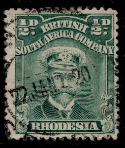 RHODESIA GV SG186, ½d blue-green, FINE USED.