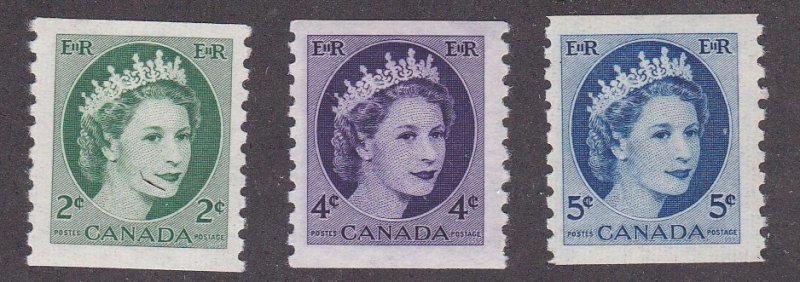 Canada # 345-348, Queen Elizabeth Coil Single, Mint NH, 1/2 Cat.