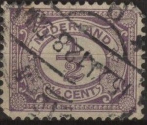 Netherlands 55 (used, bent corner) ½c numeral, vio (1898)