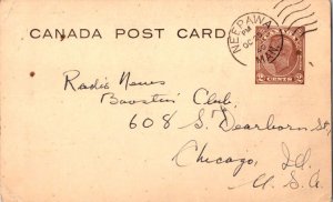 Canada 2c KGVI Postal Card 1940 Neepawa, Man. to Chicago, Ill.  Light spotting.