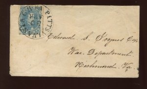 CSA 4 on Cover Pittsylvania CH to Richmond VA Signed by John Kimbrough (Cv 891)