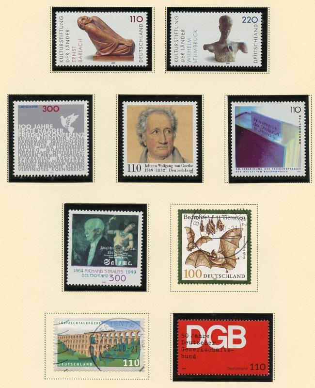 GERMANY 1999 SELECTION OF MINT NEVER  HINGED  & USED STAMPS FACE VALUE 61.88  DM