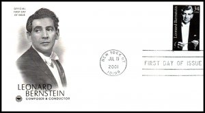 US 3521 Leonard Bernstein PCS U/A FDC