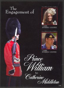 SIERRA LEONE 2011 Prince William Kate Middleton Engagement Souvenir Sheet Sc3073