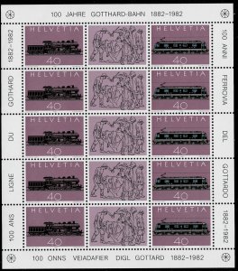 Switzerland 1982,Sc.#709 a MNH mini sheet, Centenary of the St. Gotthard Railway