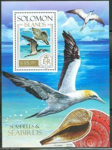 SOLOMON ISLANDS  2013 SEA SHELLS & SEABIRDS SOUVENIR SHEET  MINT NH