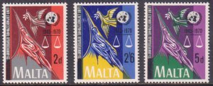 MALTA - 1970 25th ANNIVERSARY OF UNO - 3V - MINT NH