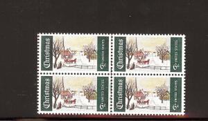 Scott #1384c Light Green Omitted Block of Four Unused