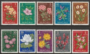 EDSROOM-12072 Macau 372-381 MNH 1953 Complete Flowers CV$67.90