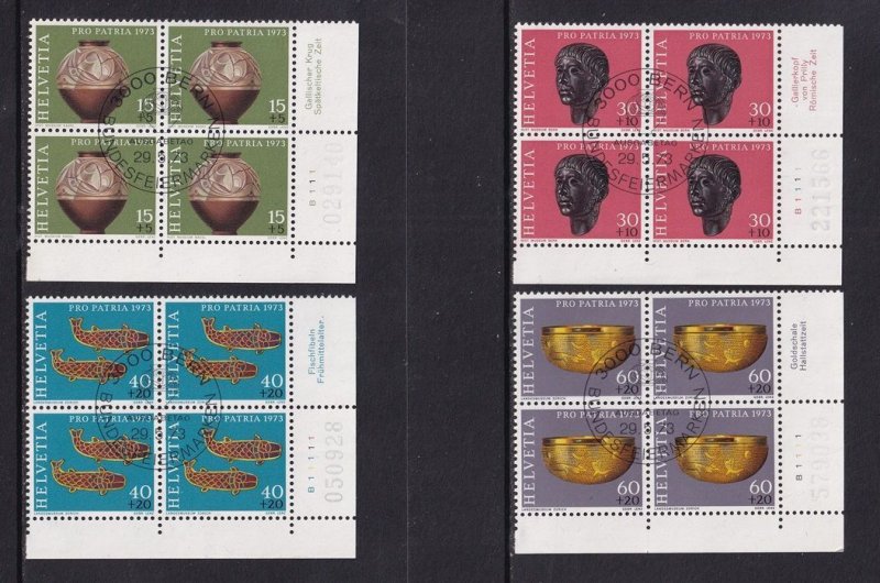 Switzerland   #B414-B417  cancelled 1973 pro Patria  treasures in blocks of 4