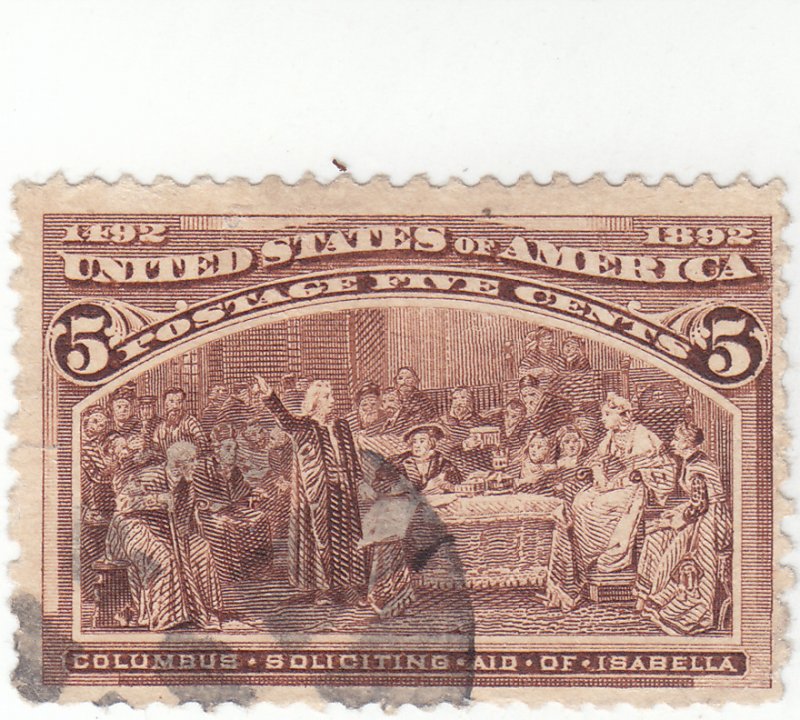Scott #234 - 5c Chocolate - Columbus Soliciting Aid - Used - SCV - $9.50