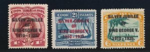 COOK ISLANDS 98-100 MINT NH KGV 1935 SILVER JUBILEE 