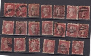 GB QV 1858 1d Red Collection Of 20 SG43/44 Fine Used BP9553