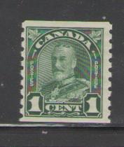 Canada Sc 179 1930 1c green George V coil stamp mint NH