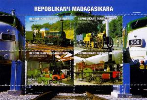 Malagasy 1999 TRAINS & LOCOMOTIVES Sheet Perforated Mint (NH)