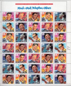 Scott #2730a Rock & Roll (Rhythm & Blues) Sheet of 35 Stamps - MNH