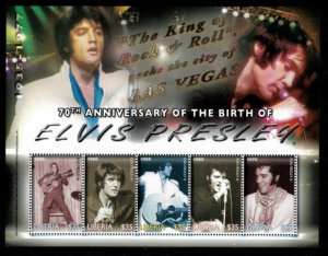 Liberia 2005 - Elvis Presley Music - Sheet of 5 Stamps - Scott #2359 - MNH