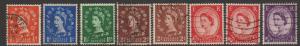 Great Britain SG 540 - 545  low value Wildings incl 543b and 544b Used