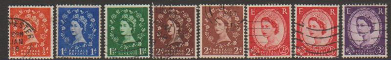 Great Britain SG 540 - 545  low value Wildings incl 543b and 544b Used