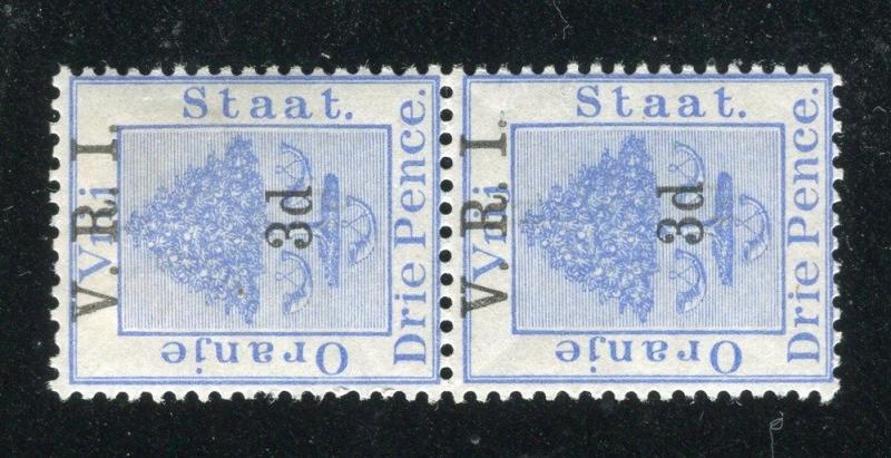 ORANGE FREE STATE;   1900 early V.R.I. surcharge Mint hinged 3d Pair,  Variety