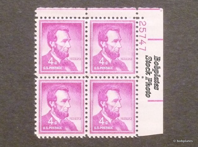 #1036 Lincoln Matched Set of 4 Plate Blocks 27118 F-VF NH