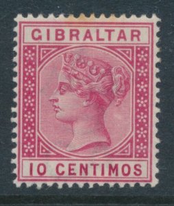 Gibraltar 1889 Spanish Currency 10 Centimos SG 22 MH Carmine