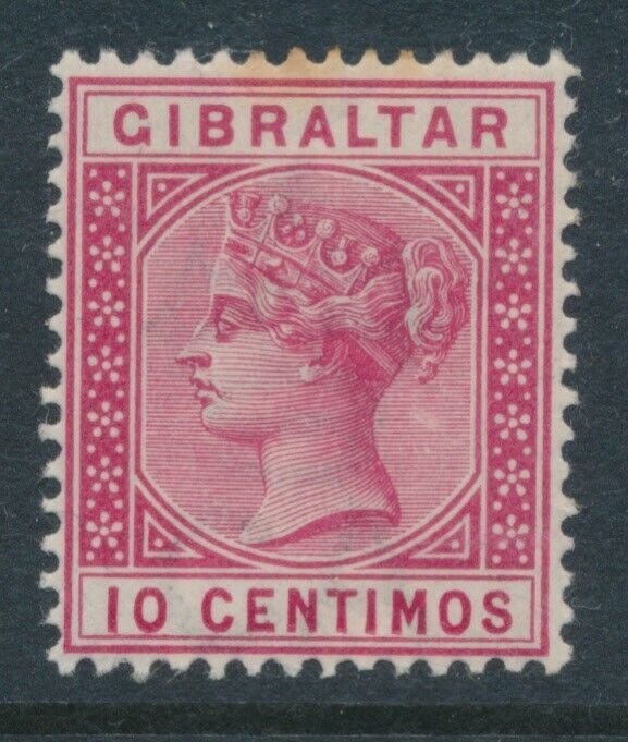 Gibraltar 1889 Spanish Currency 10 Centimos SG 22 MH Carmine