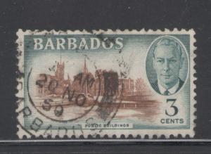 Barbados 1950 King George VI 3c Scott # 218 Used