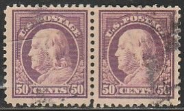 U.S. 517, 50¢ FRANKLIN, USED HORIZONTAL PAIR. F-VF. (909)