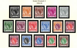 MALAYA Penang Scott 29-44 MH* QE2  complete 1954-55 set