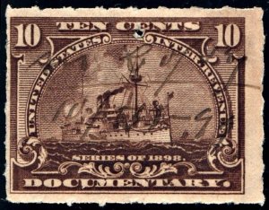 R168 10¢ Documentary Stamp (1898) Used