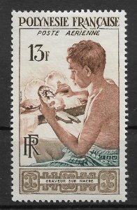 French Polynesia 1958 Airmail, Pearl Making 13fr Scott # C24, VF MNH** (SL-1)